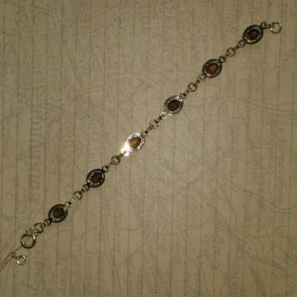 Vintage Faux Topaz Stone Link Bracelet 12 kt GF - Picture 6 of 7